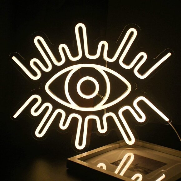 Evil Eye Greek Spiritual Neon Light LED Wall Decor Sign Dorm Bedroom Bathroom - Picture 2 of 5